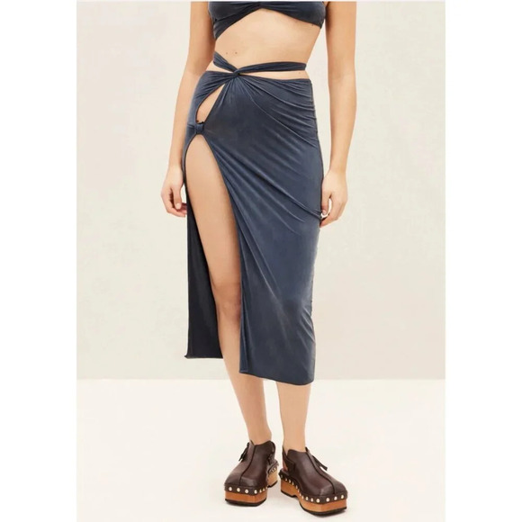 JACQUEMUS La Jupe Espelho Skirt in Navy XLarge New Womens Midi Jersey - Picture 15 of 15